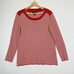 MaxMara‎ Weekend Red White Stripe Lap Shoulder Boatneck Sweater Women's Medium